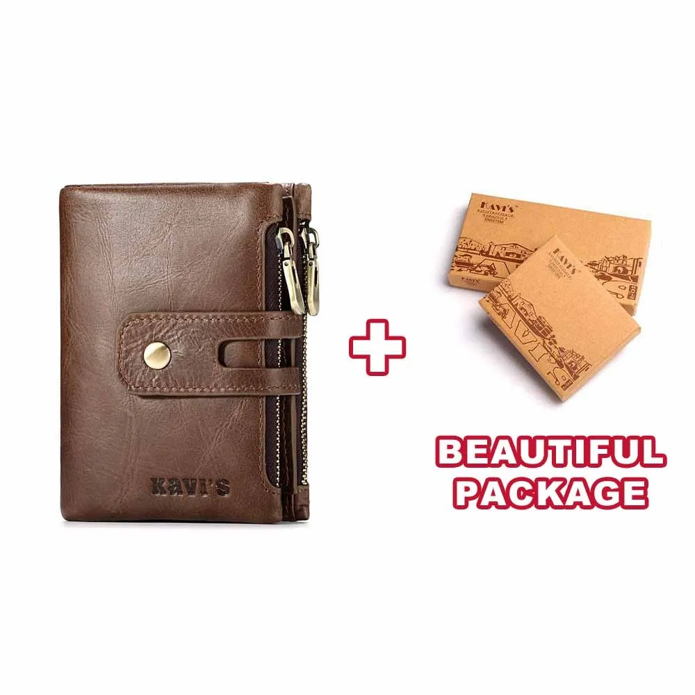 KAVIS Free Engraving Name Genuine Leather Wallet Men PORTFOLIO Gift Male Cudan Portomonee Perse Coin Purse Pocket Money Bag