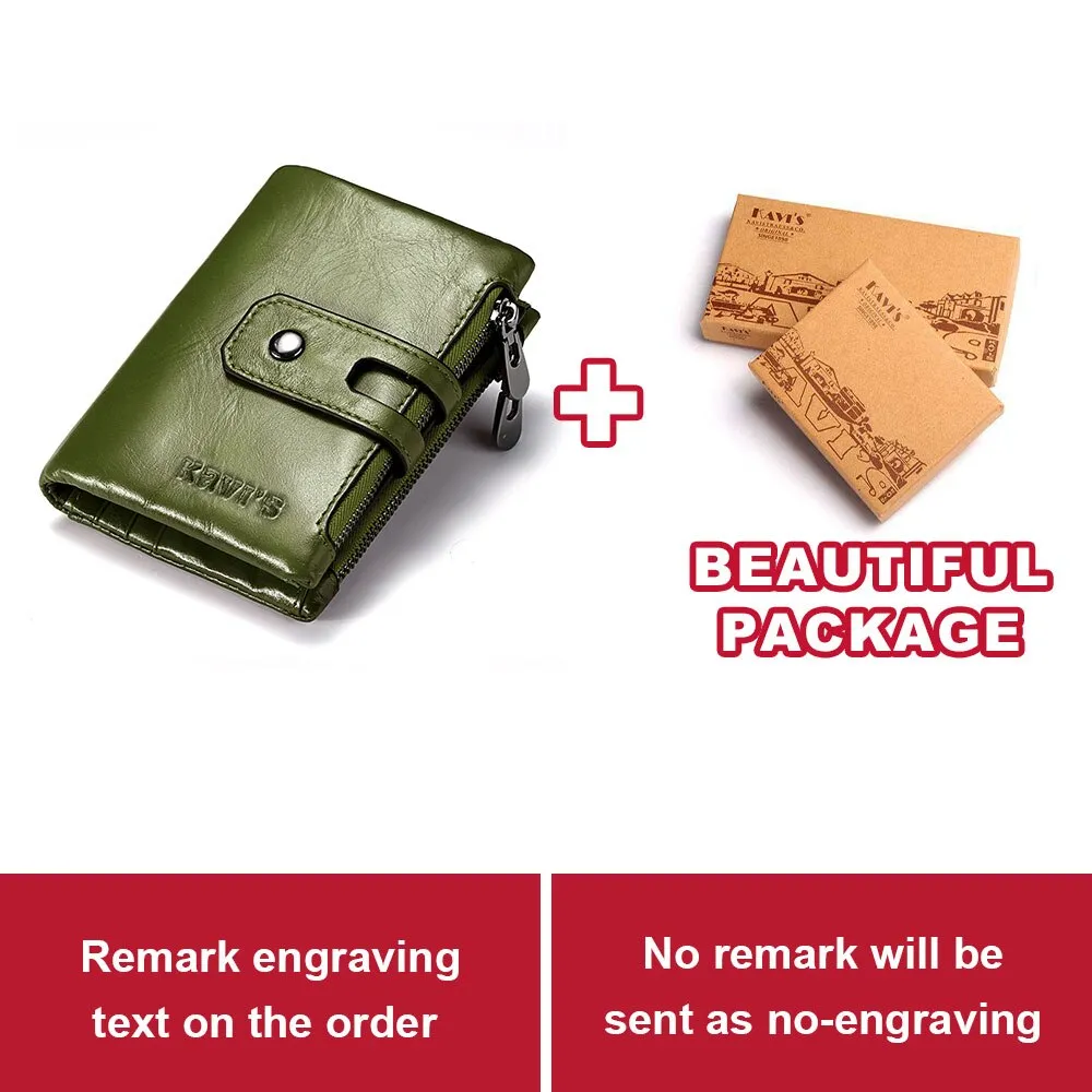 KAVIS Free Engraving Name Genuine Leather Wallet Men PORTFOLIO Gift Male Cudan Portomonee Perse Coin Purse Pocket Money Bag