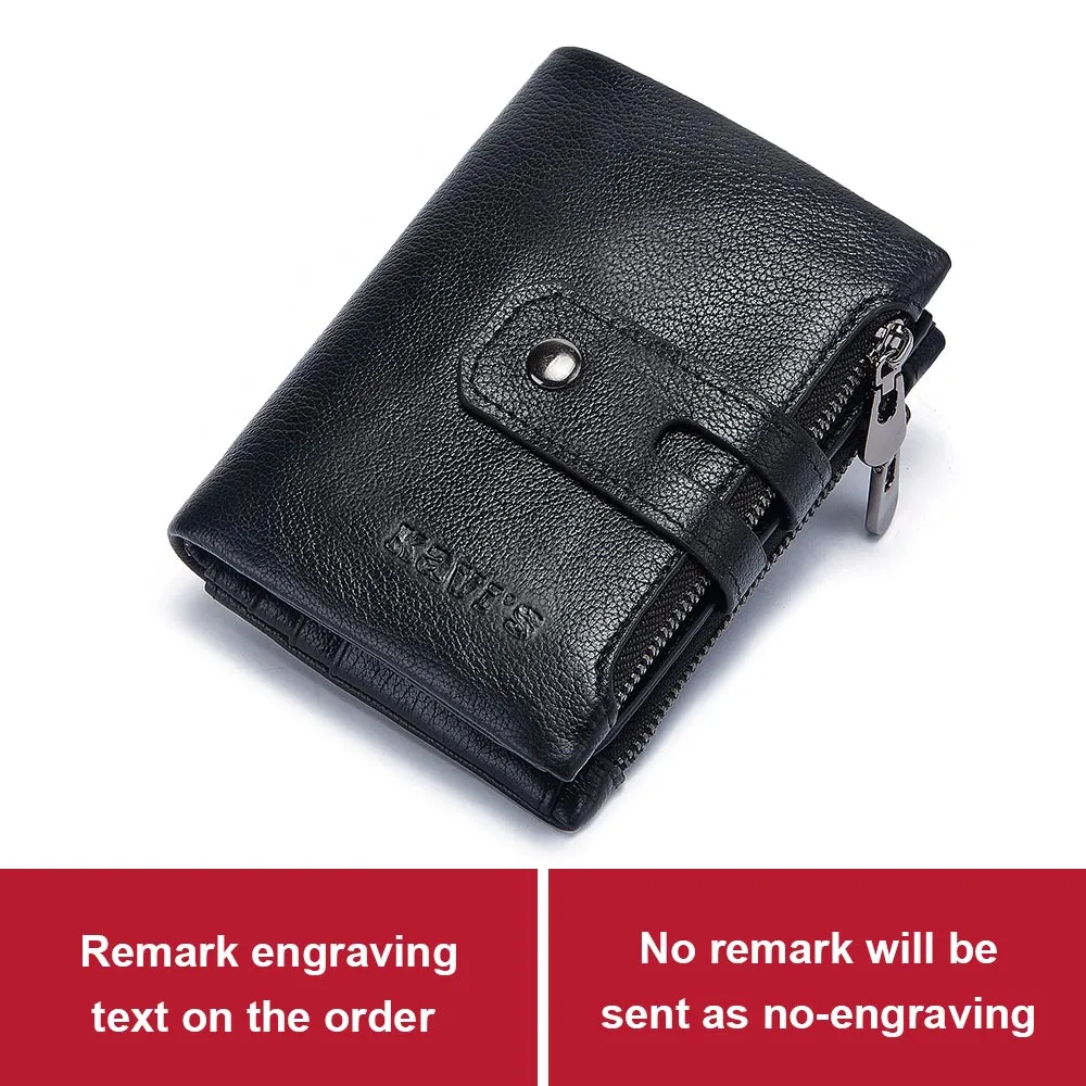 KAVIS Free Engraving Name Genuine Leather Wallet Men PORTFOLIO Gift Male Cudan Portomonee Perse Coin Purse Pocket Money Bag