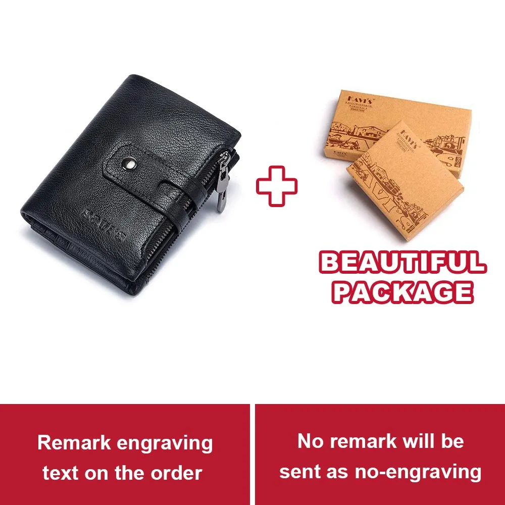 KAVIS Free Engraving Name Genuine Leather Wallet Men PORTFOLIO Gift Male Cudan Portomonee Perse Coin Purse Pocket Money Bag