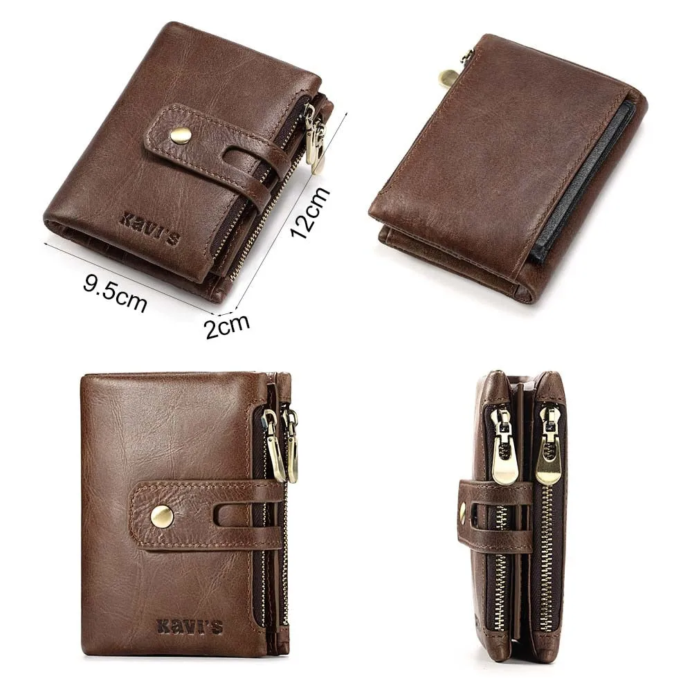 KAVIS Free Engraving Name Genuine Leather Wallet Men PORTFOLIO Gift Male Cudan Portomonee Perse Coin Purse Pocket Money Bag