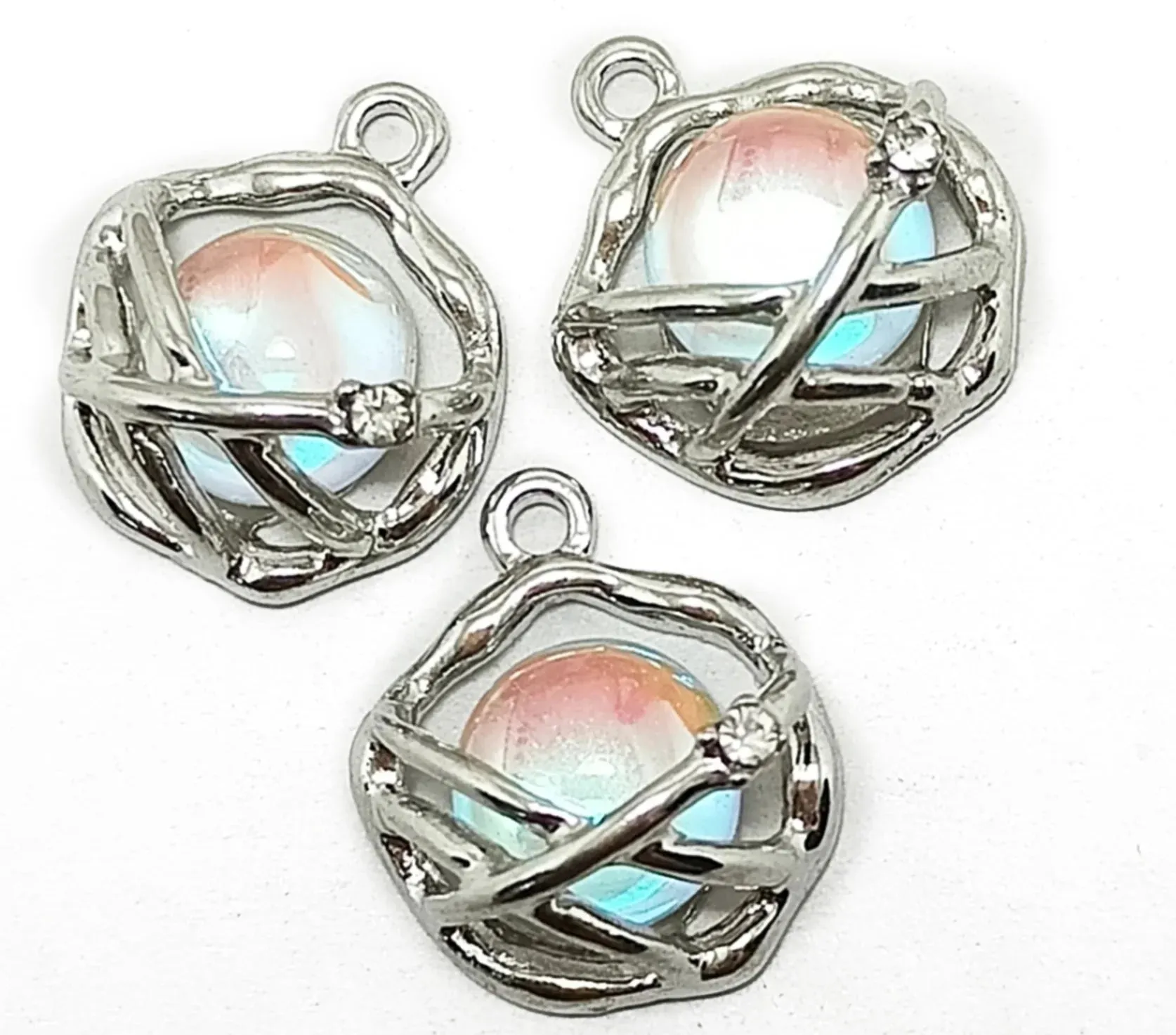 Light Pink & Silver Assorted Jewelry Charms