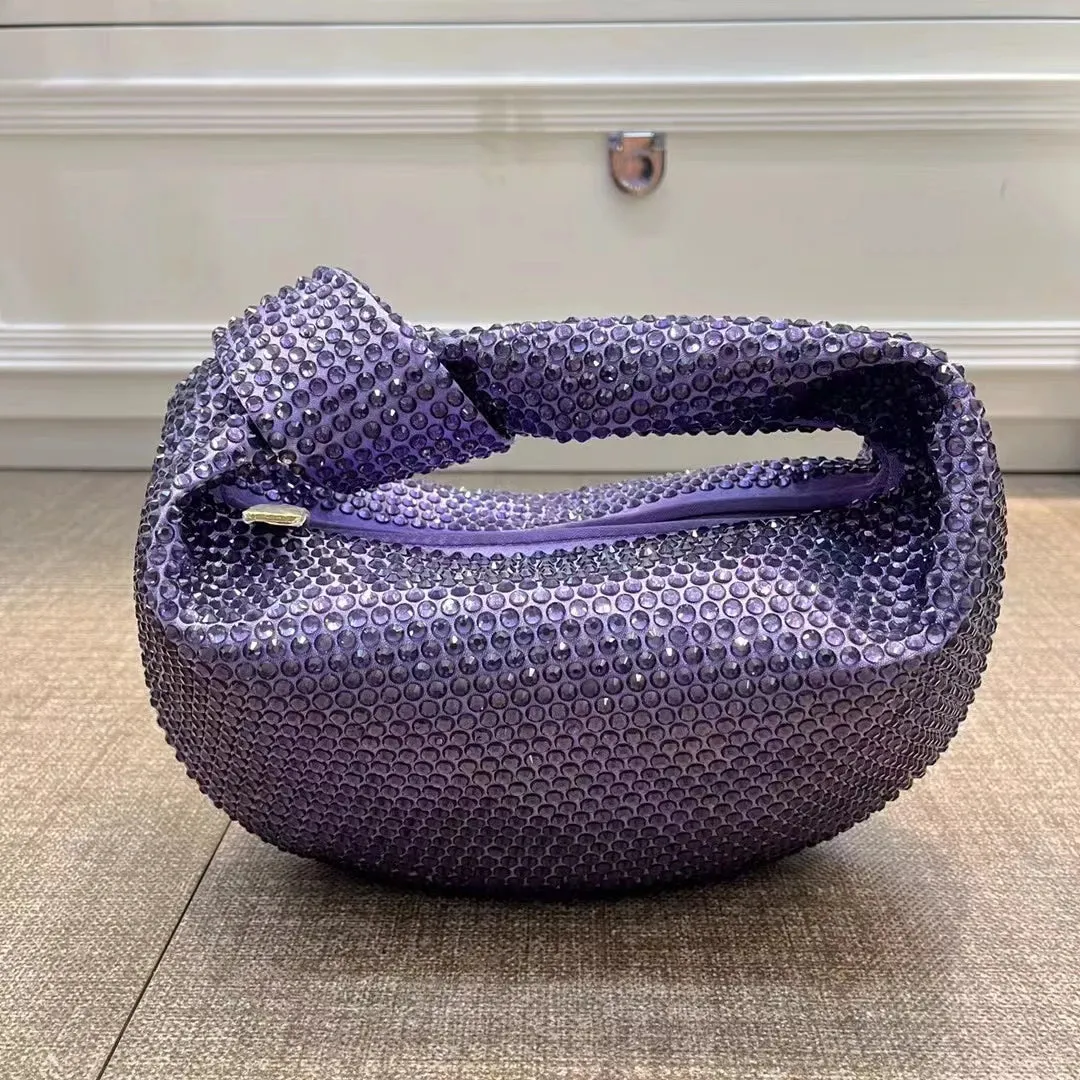 Luxury Designer Knotted Crsytal Rhinestone Diamond Cloud Bag
