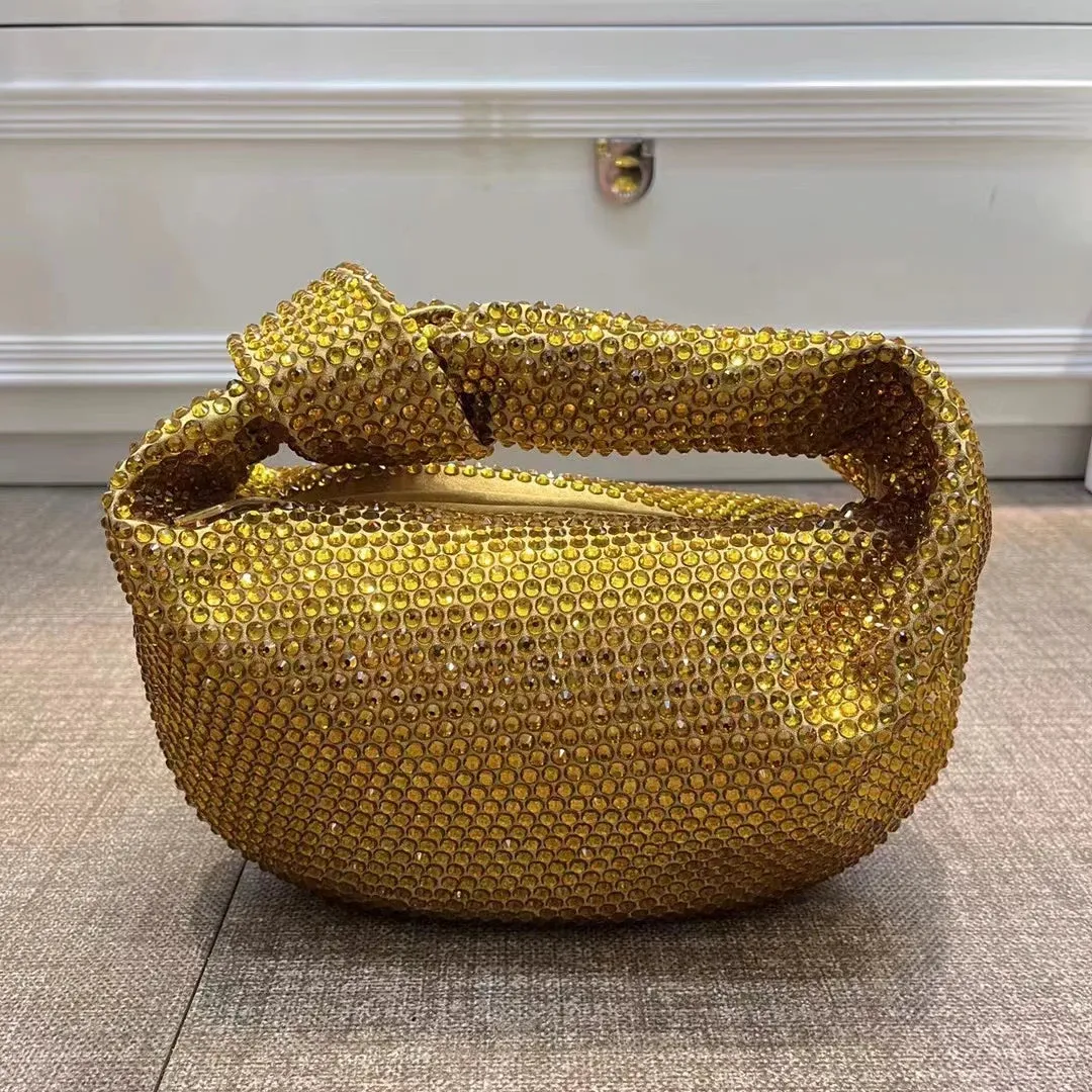 Luxury Designer Knotted Crsytal Rhinestone Diamond Cloud Bag