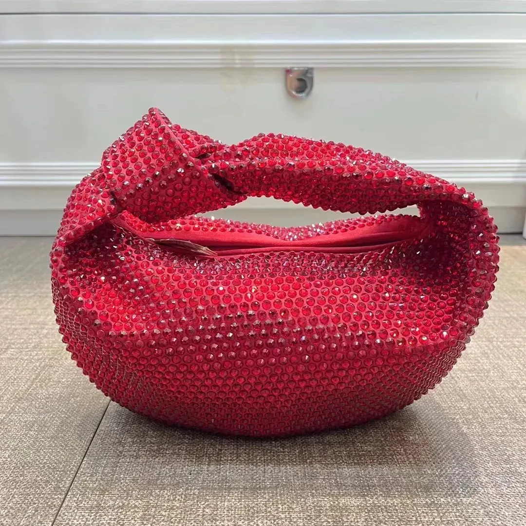 Luxury Designer Knotted Crsytal Rhinestone Diamond Cloud Bag