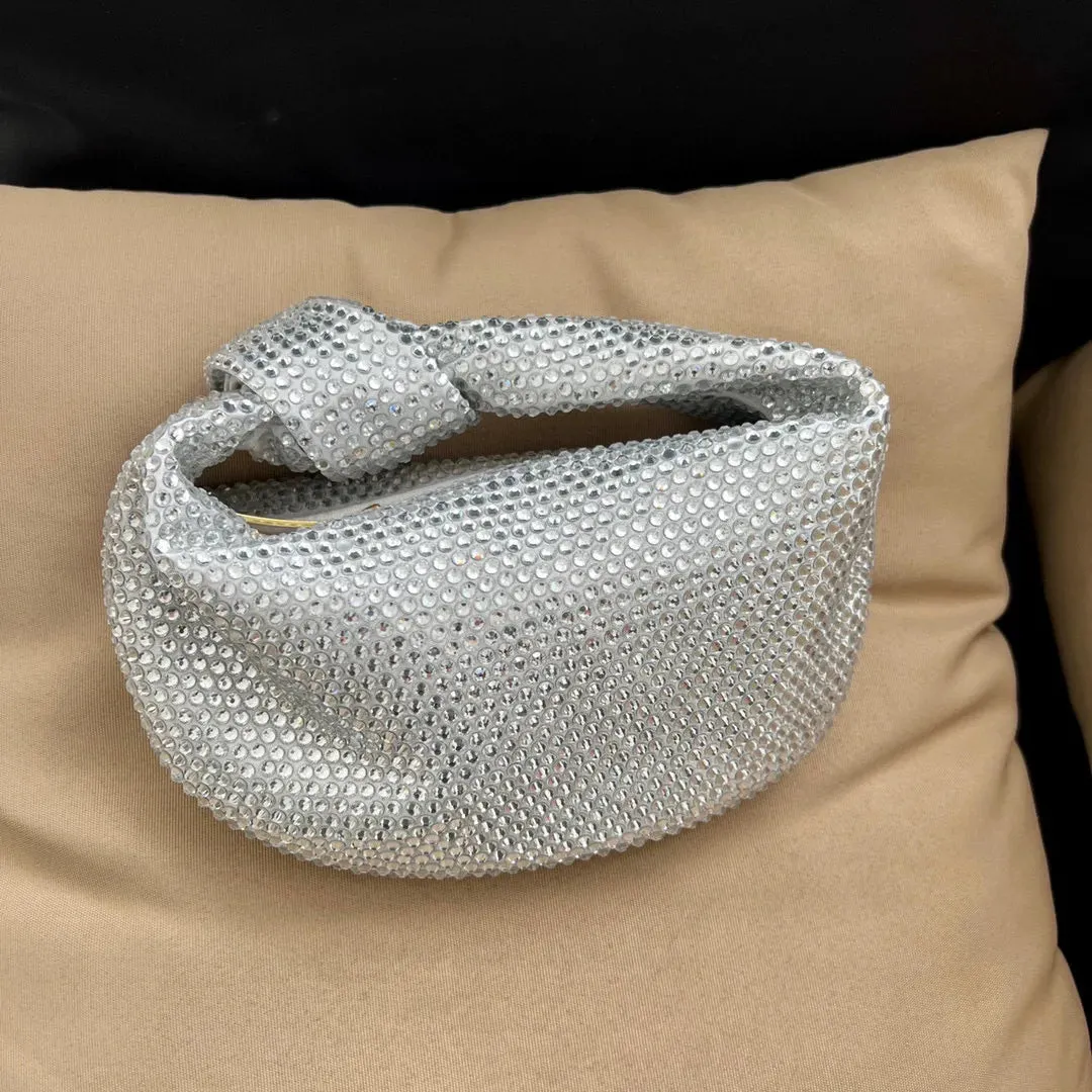 Luxury Designer Knotted Crsytal Rhinestone Diamond Cloud Bag
