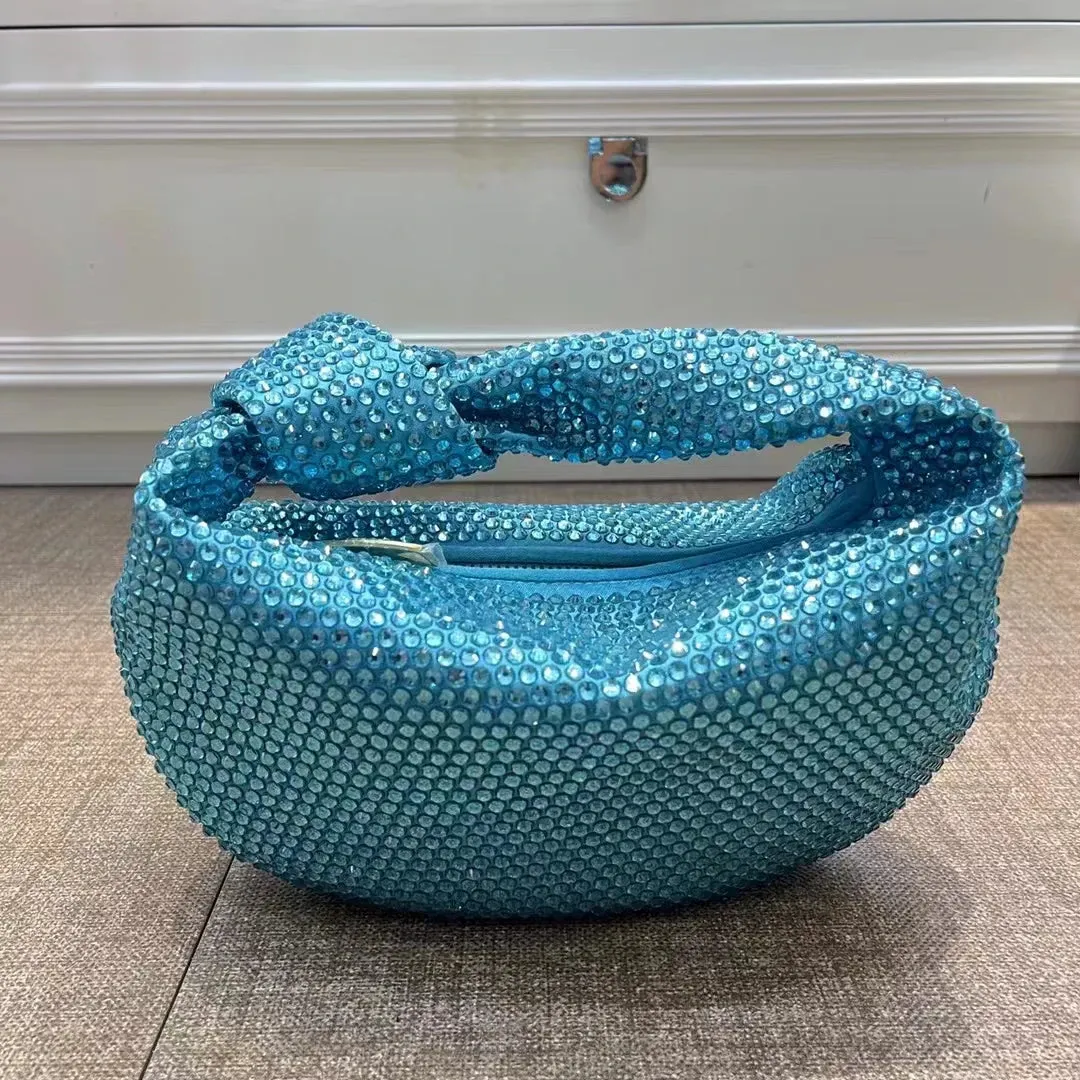 Luxury Designer Knotted Crsytal Rhinestone Diamond Cloud Bag