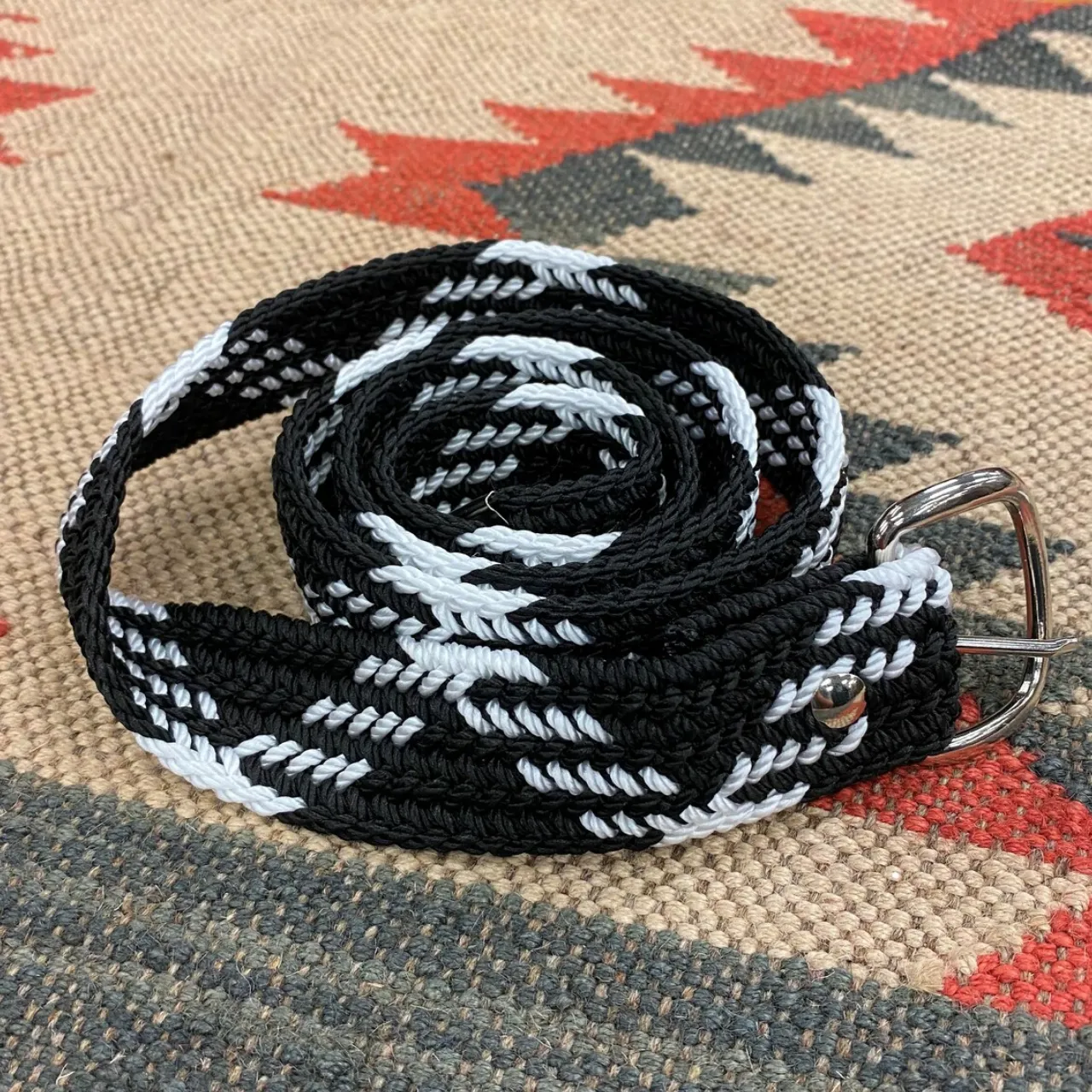 Machine Woven Braided Belt - Black and White by Nocona 2000605