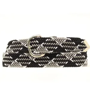 Machine Woven Braided Belt - Black, White, & Grey 2000650