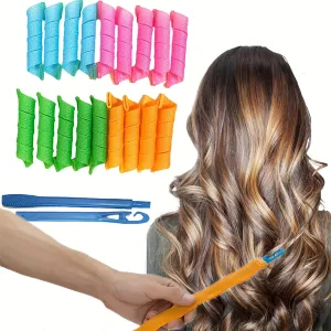 Magic Heatless Spiral Curls Kit with Styling Hooks  Rollers