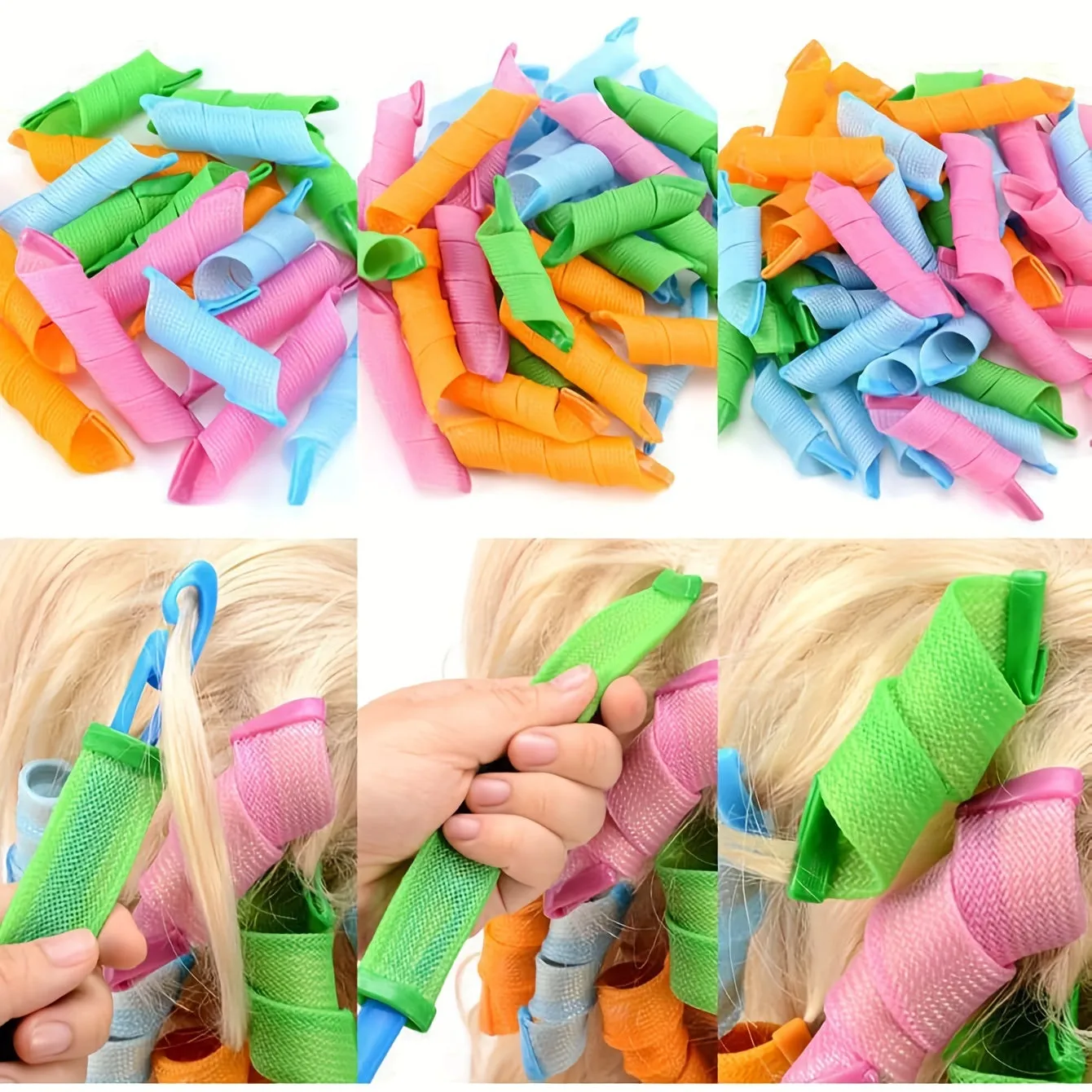 Magic Heatless Spiral Curls Kit with Styling Hooks  Rollers