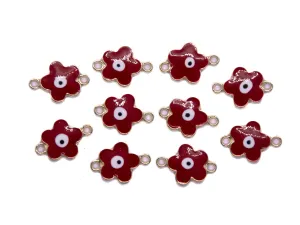 Maroon Flower Evil Eye Charms