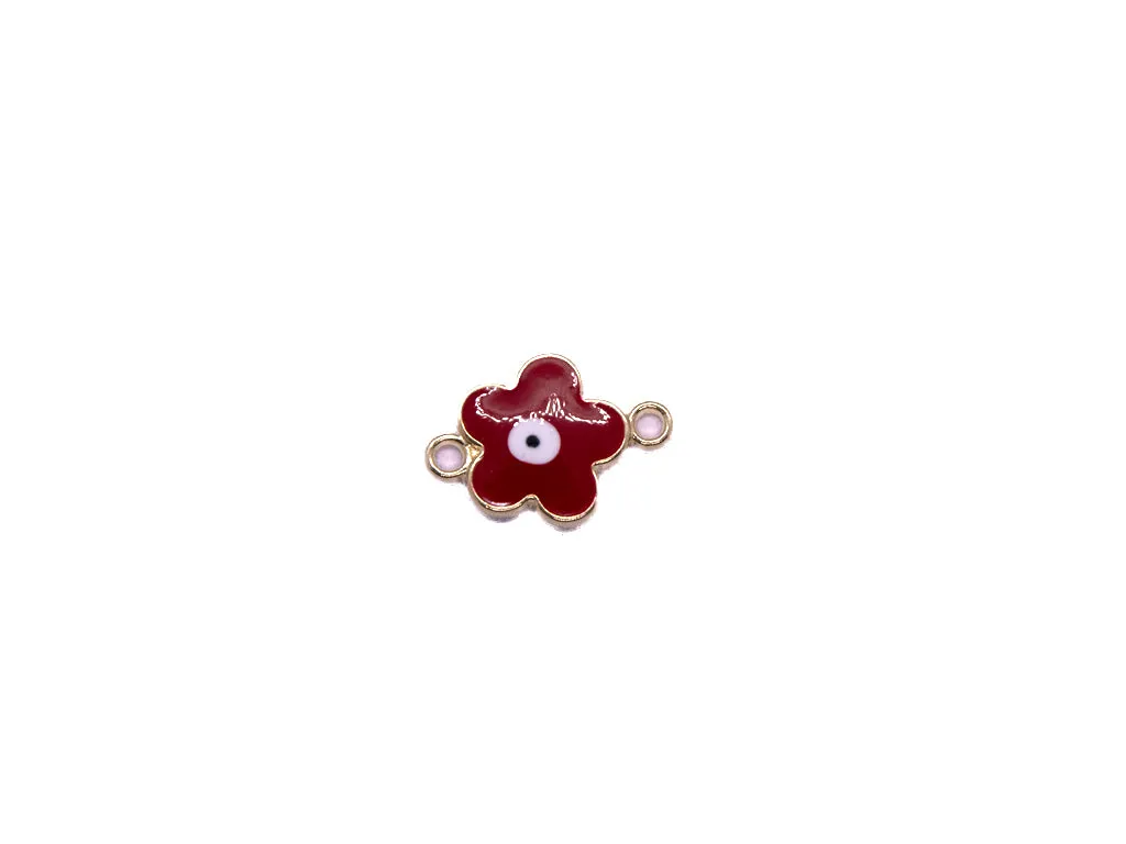 Maroon Flower Evil Eye Charms