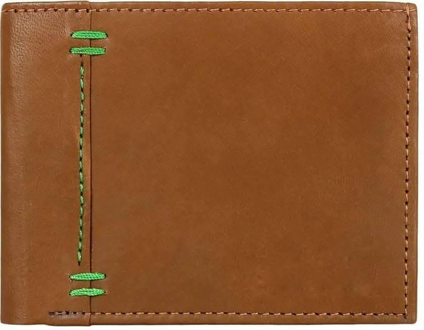 Men Trendy Tan Genuine Leather Wallet (7 Card Slots)