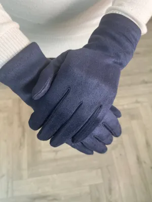 Navy Suede Gloves