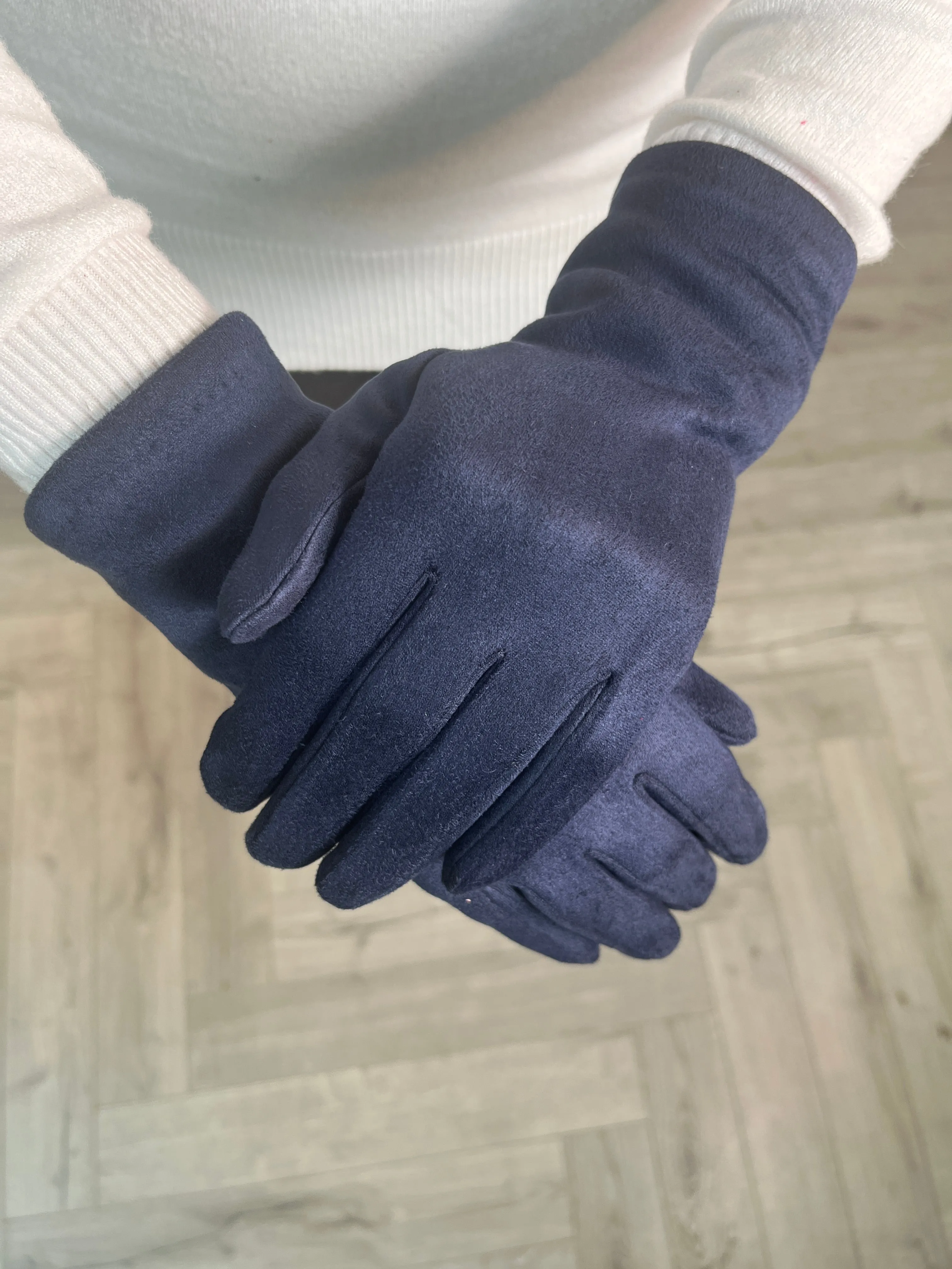 Navy Suede Gloves