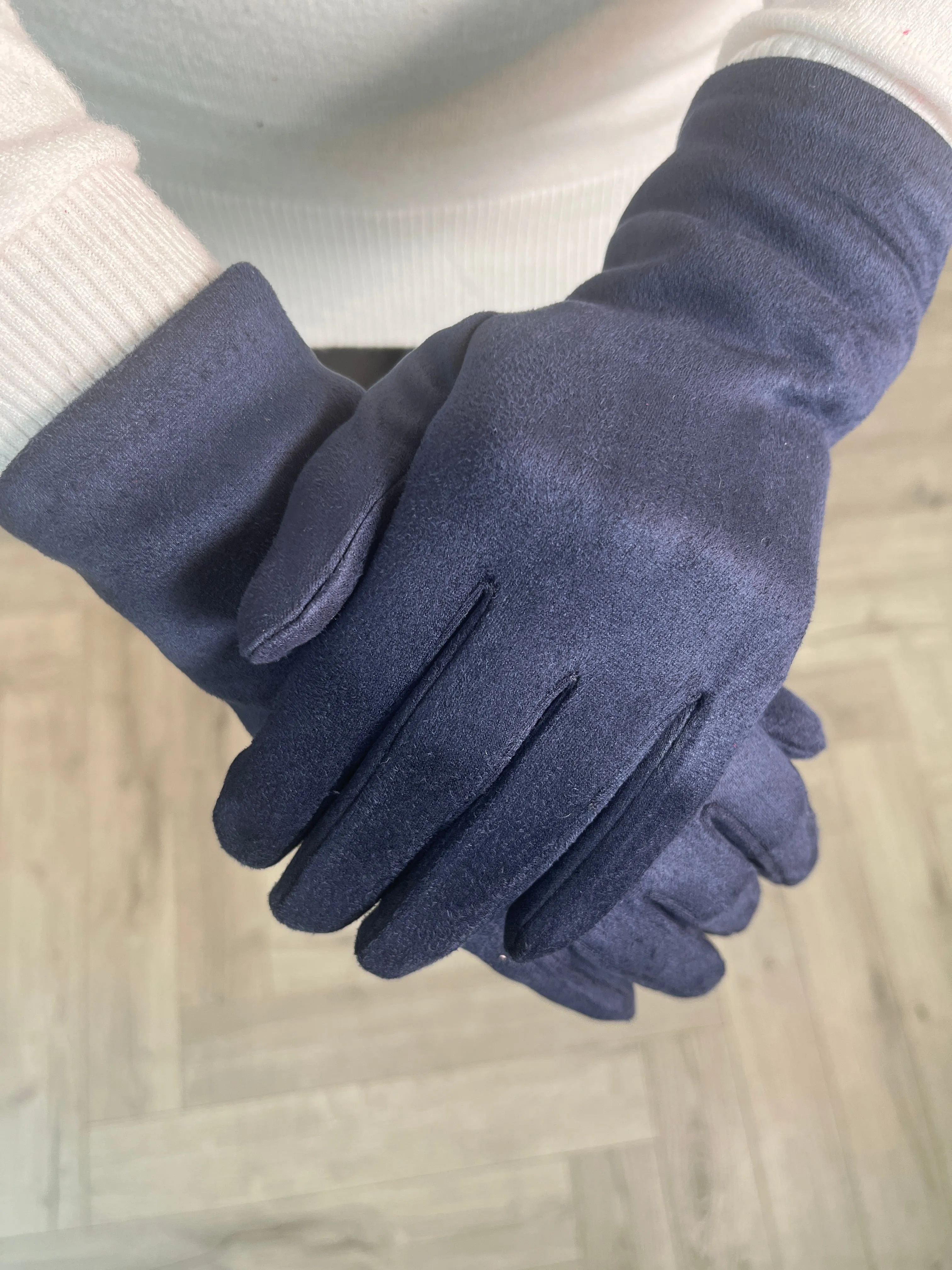 Navy Suede Gloves