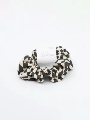 Organic Cotton Hair Scrunchie - Black Checker