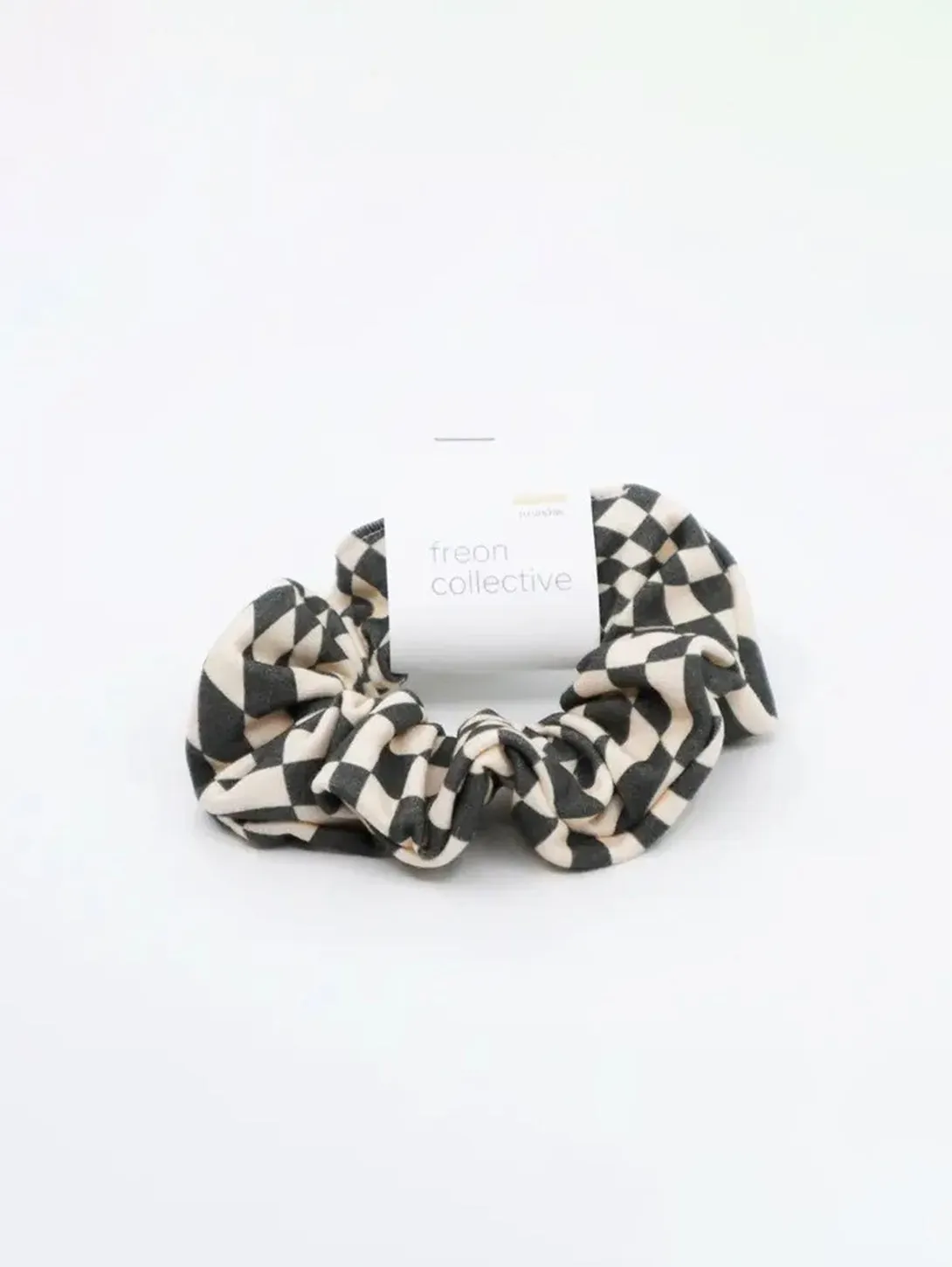 Organic Cotton Hair Scrunchie - Black Checker