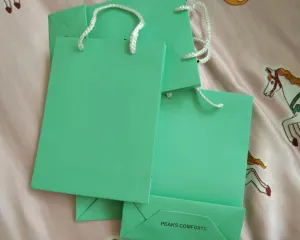 PEAKS COMFORTS paper shopping bag,light green Kraft Paper Gift Bags with Handles Shopping Bag