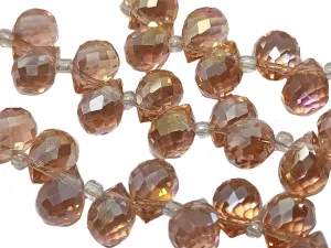 Pink Drop Shaped Top Hole Crystal Beads