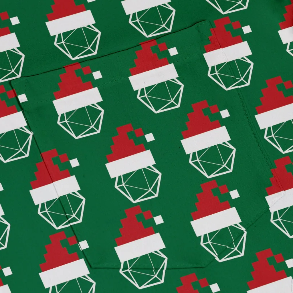 Pixel Santa Hats Dice Button Up Shirt