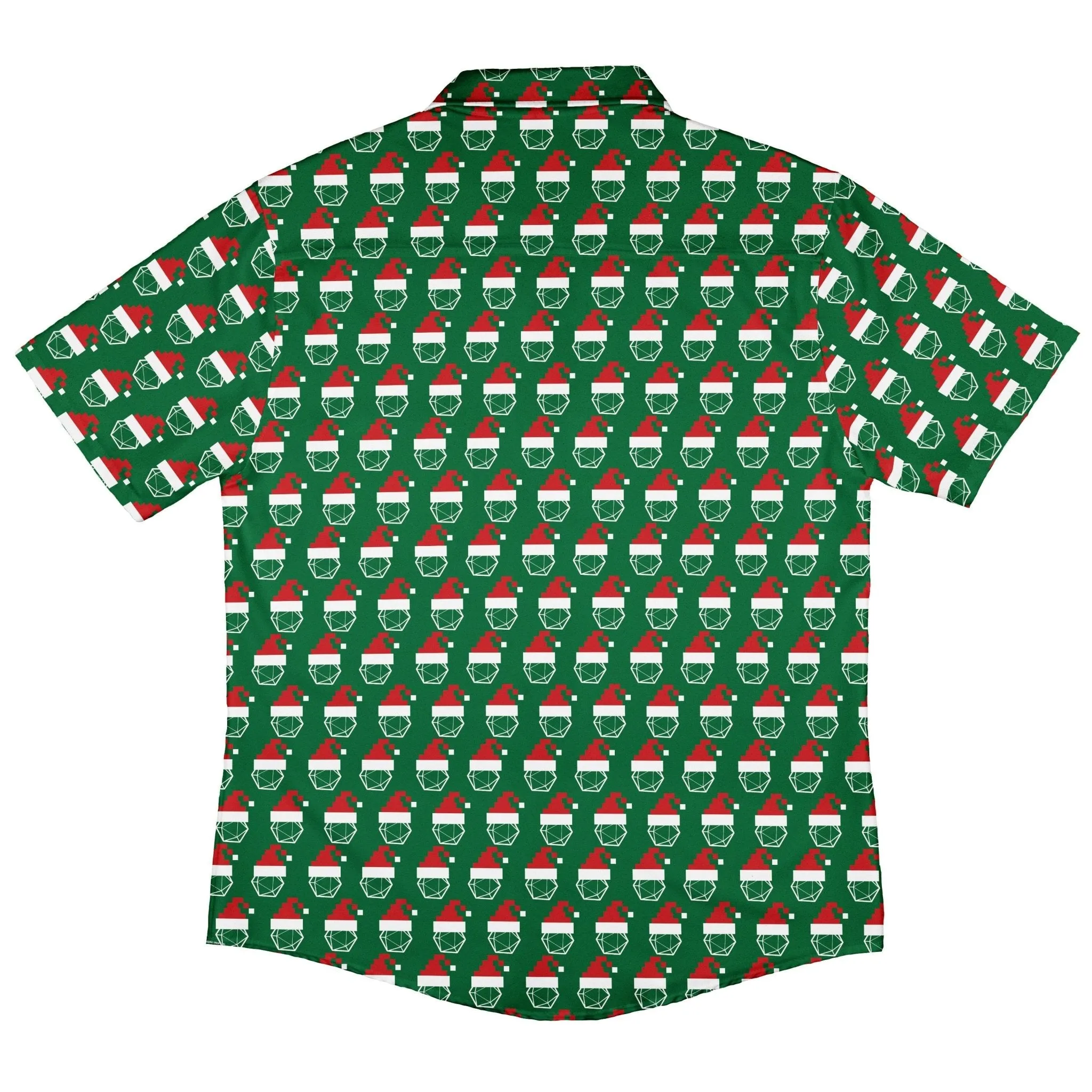 Pixel Santa Hats Dice Button Up Shirt