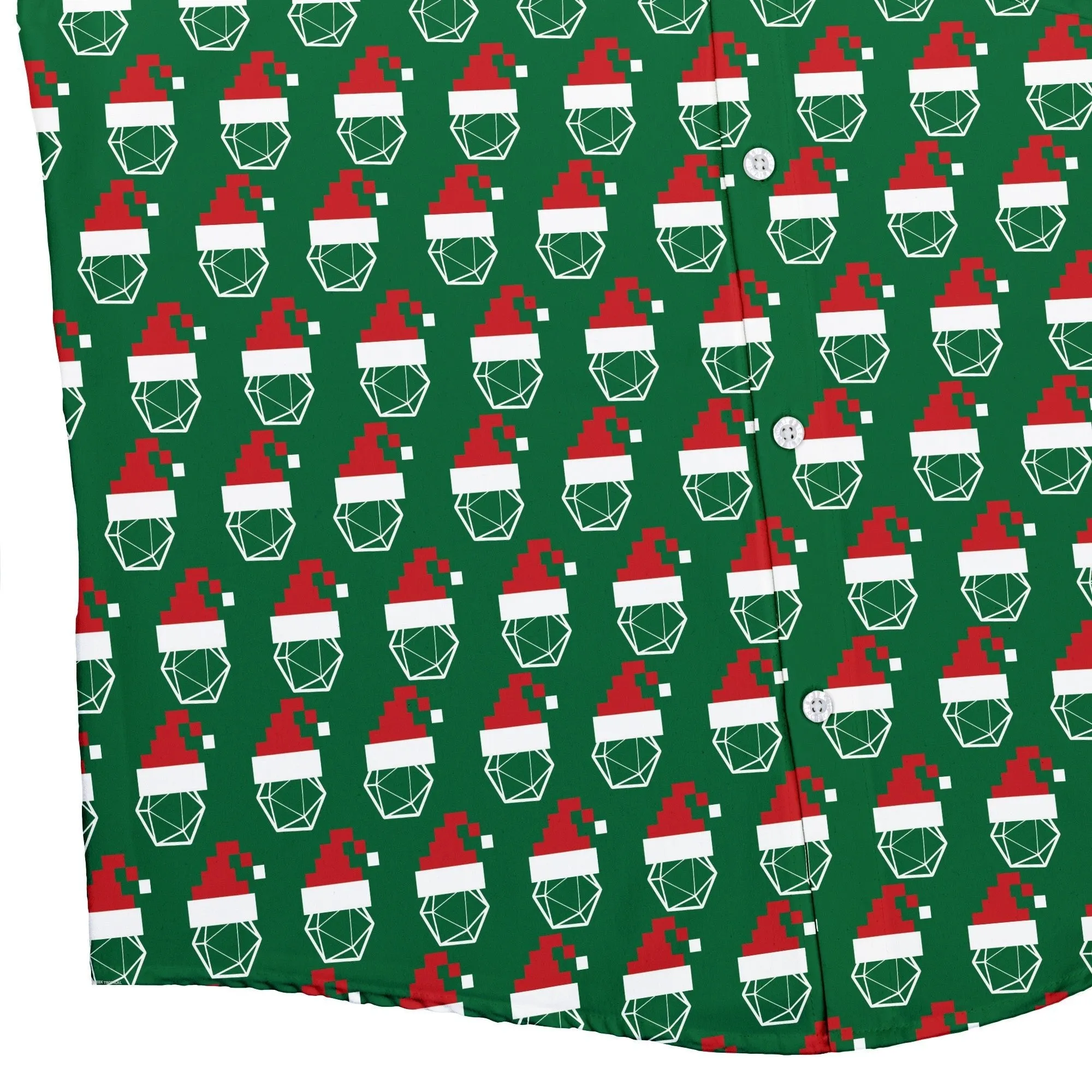 Pixel Santa Hats Dice Button Up Shirt