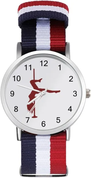 Pole Dancing Girl Lightweight Wrist Watch Adjustable Nylon Band Outdoor Sport Work Wrist Watch Easy to Read Time