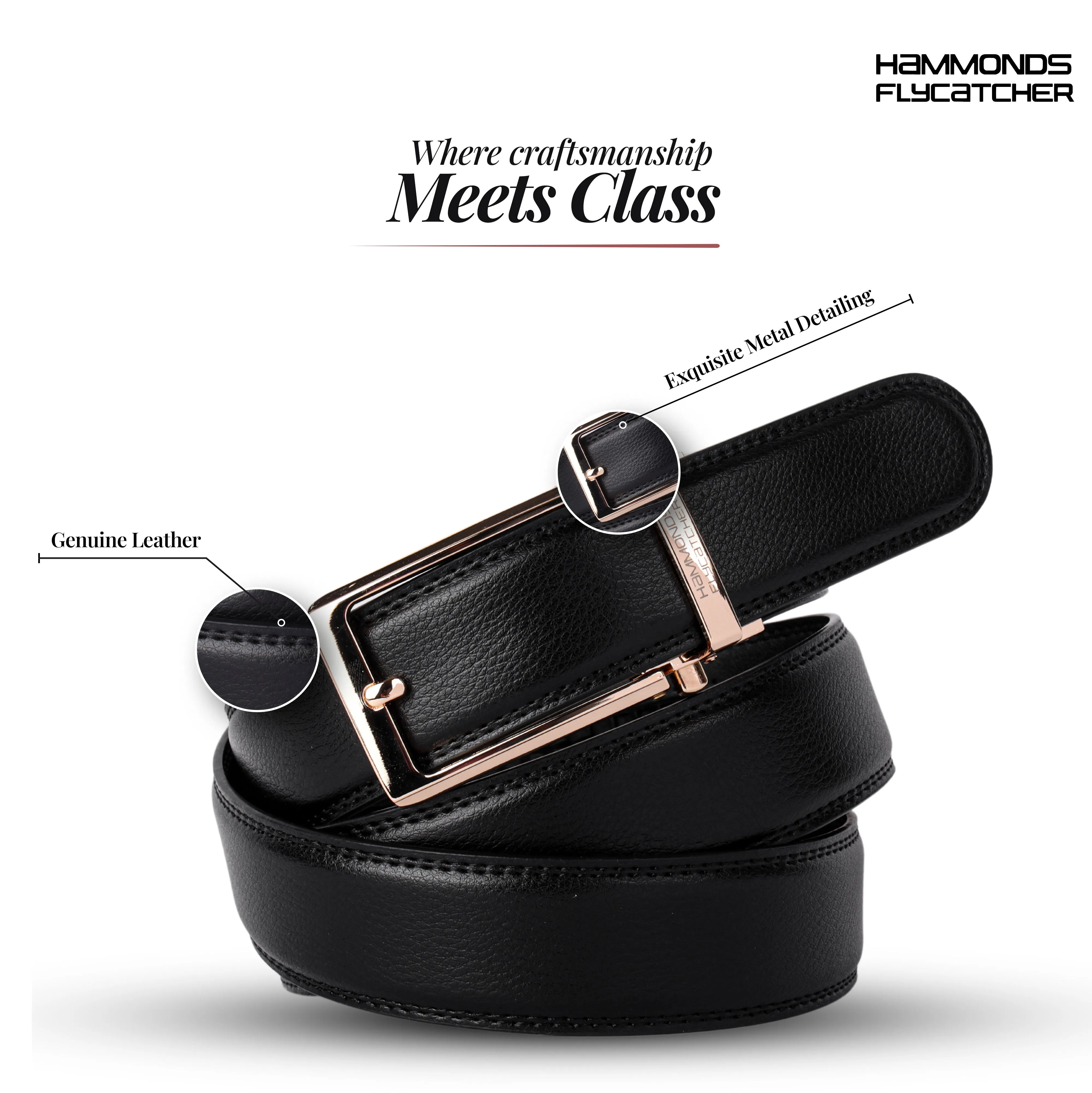 Premium Genuine Leather Belt for Men with Auto Lock, Slide Lock Design - Perfect for Everyday Wear