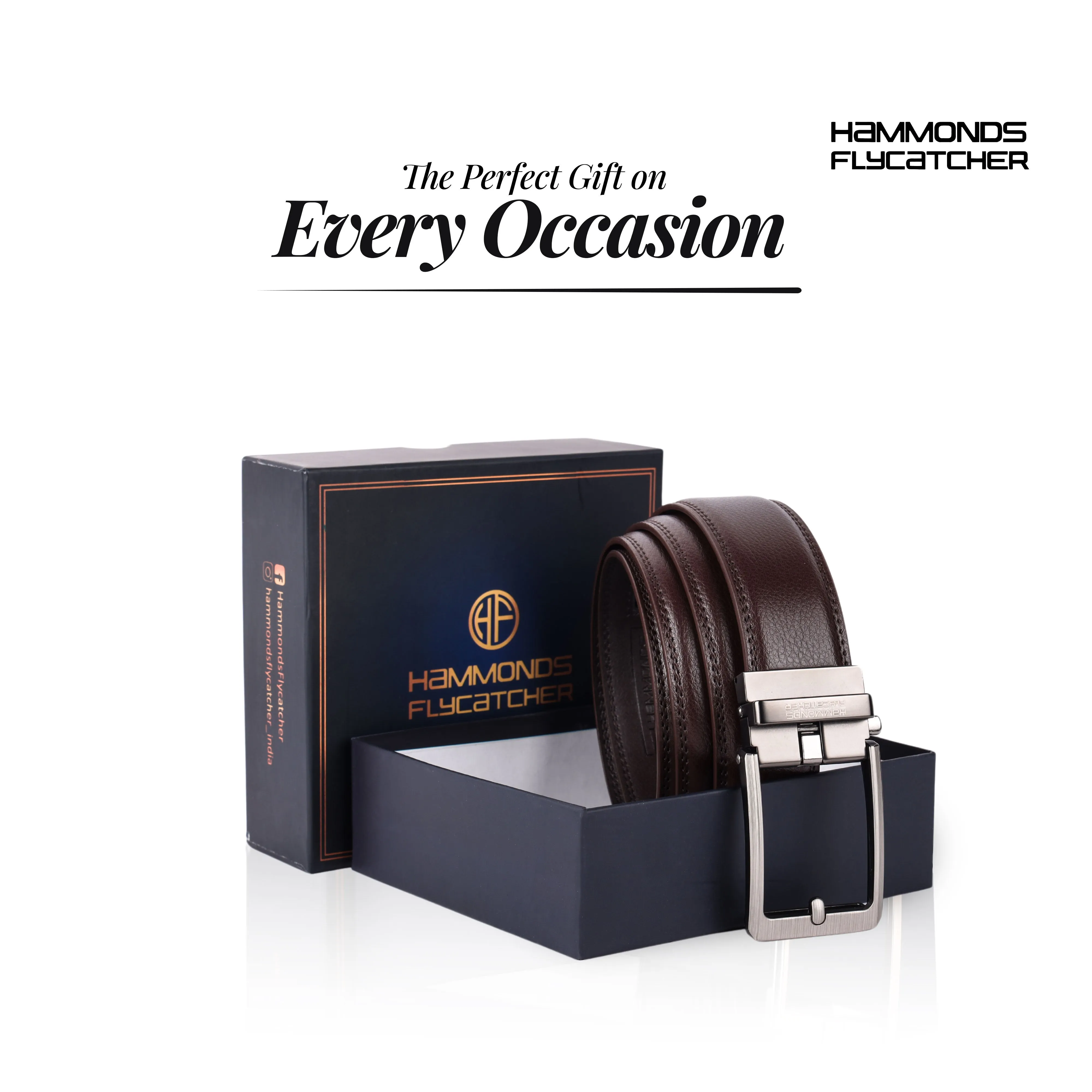 Premium Genuine Leather Belt for Men with Auto Lock, Slide Lock Design - Perfect for Everyday Wear