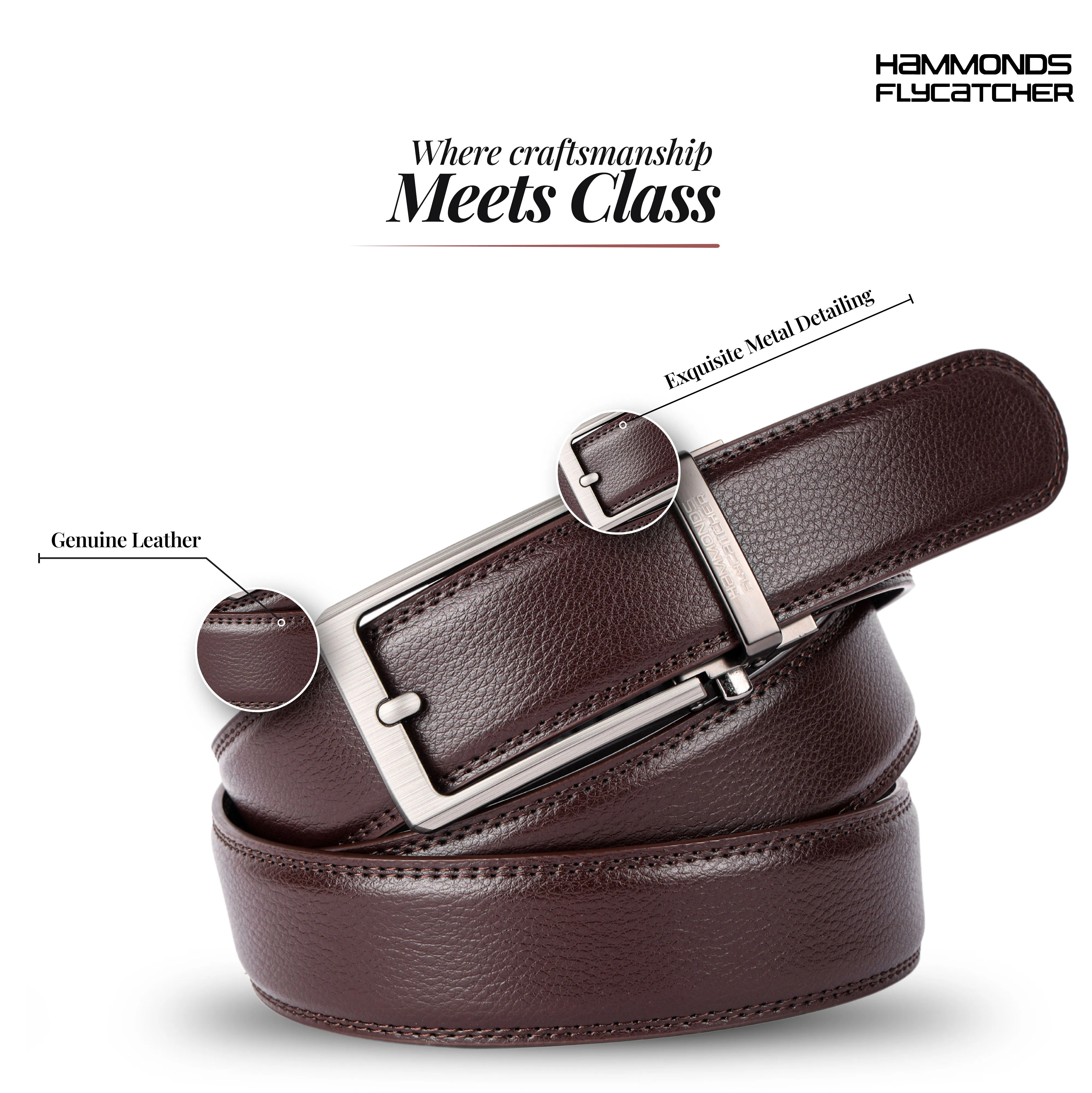 Premium Genuine Leather Belt for Men with Auto Lock, Slide Lock Design - Perfect for Everyday Wear