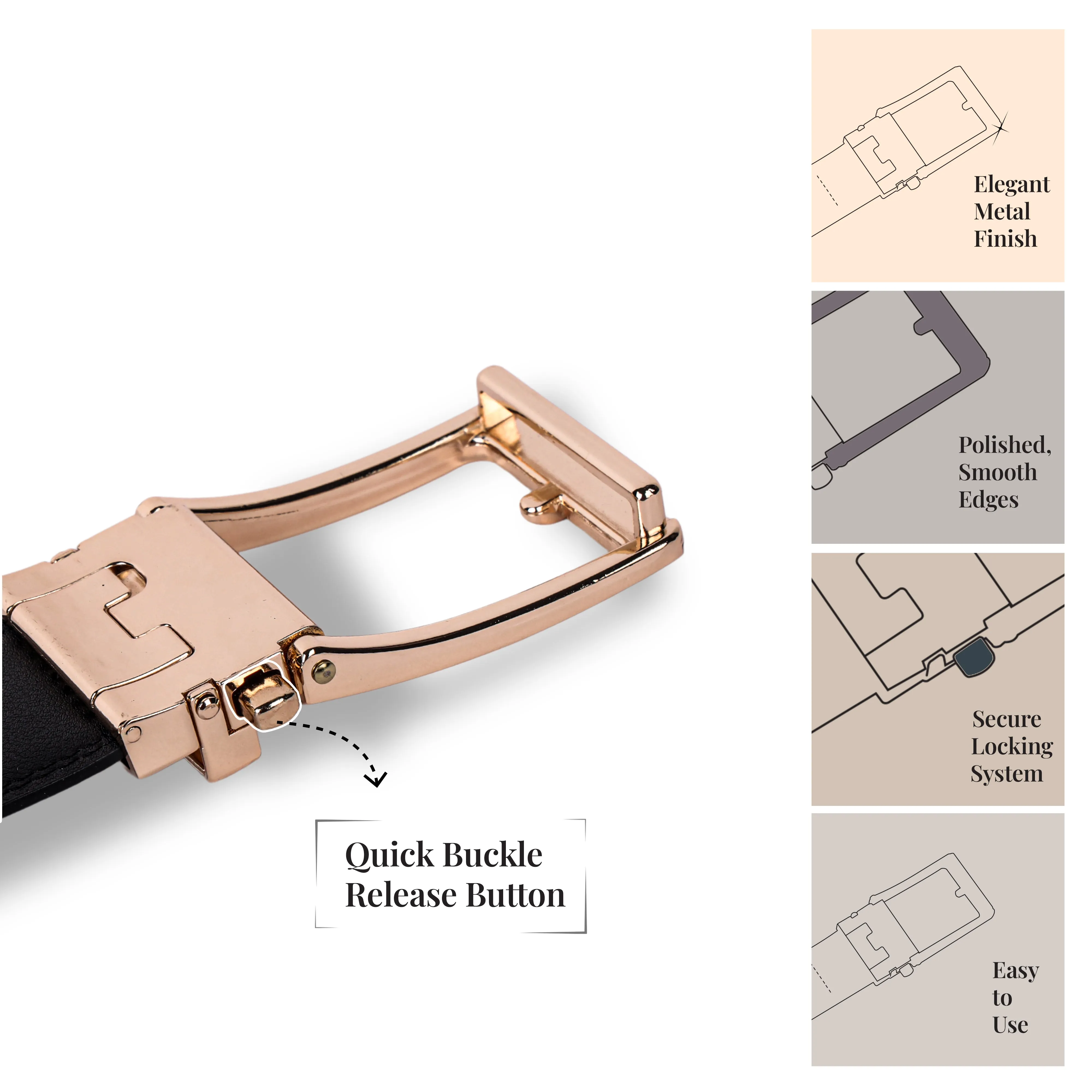 Premium Genuine Leather Belt for Men with Auto Lock, Slide Lock Design - Perfect for Everyday Wear