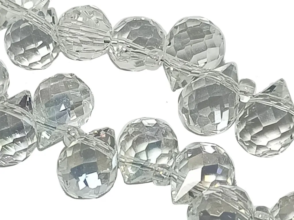 Pure White Rainbow  Drop Shaped Top Hole Crystal Beads