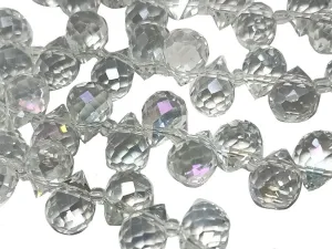 Pure White Rainbow  Drop Shaped Top Hole Crystal Beads