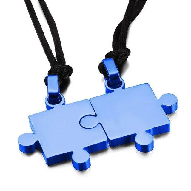 Puzzle piece necklace for couples