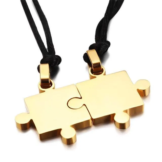Puzzle piece necklace for couples