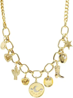 Retro Heart Charm Necklace for Women Chunky Beaded Necklaces Metal Ball Beads Chain Choker Western Vintage Jewelry Gift