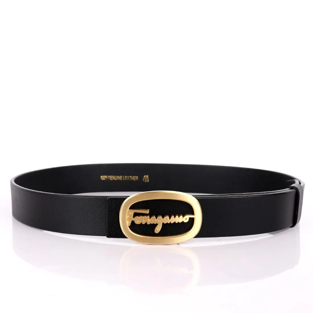 Salvatore Ferragamo Signature Logo Men's Belt -Black