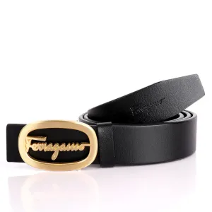 Salvatore Ferragamo Signature Logo Men's Belt -Black