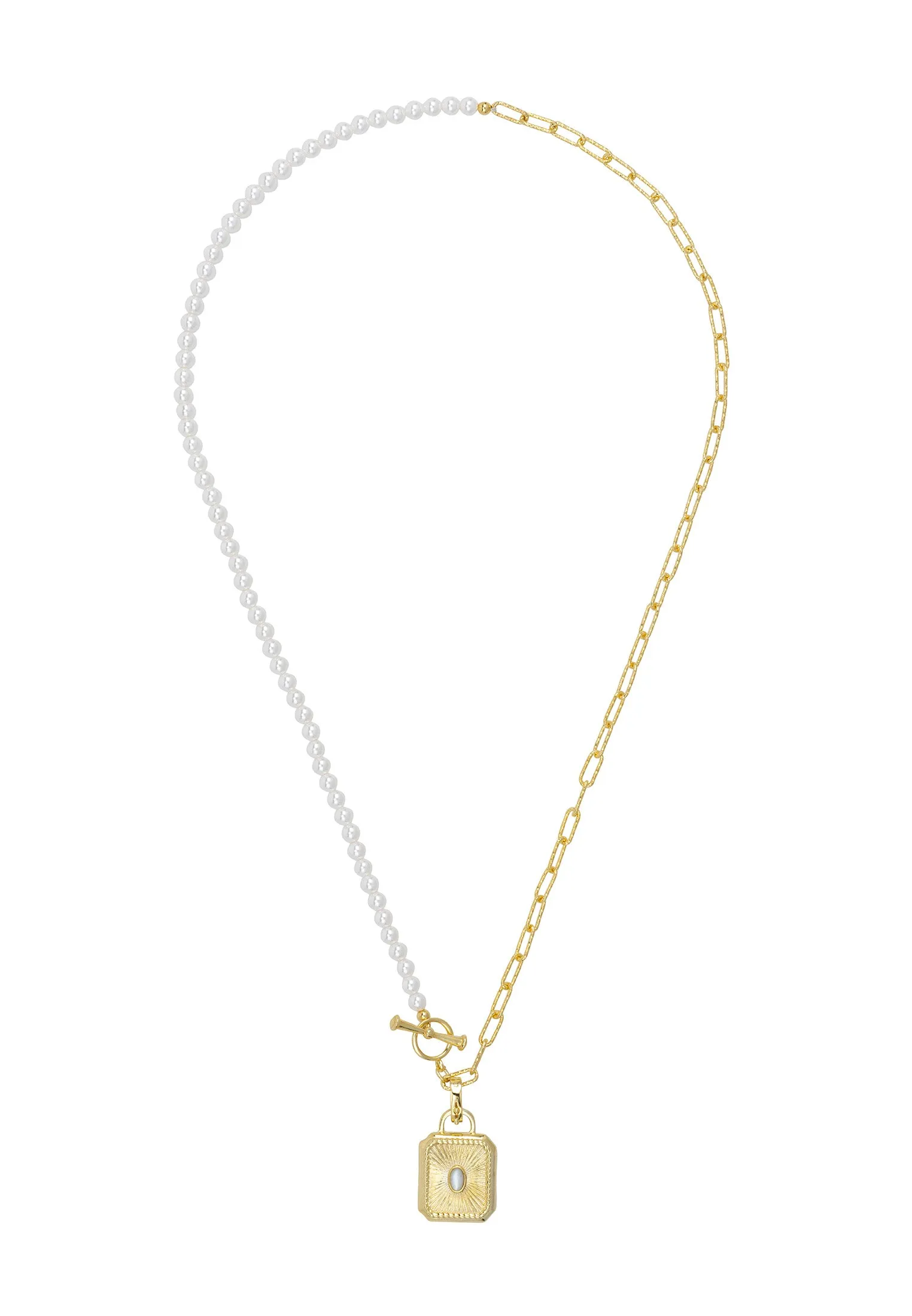 Secret Love Pearl Strand Locket Necklace Gold