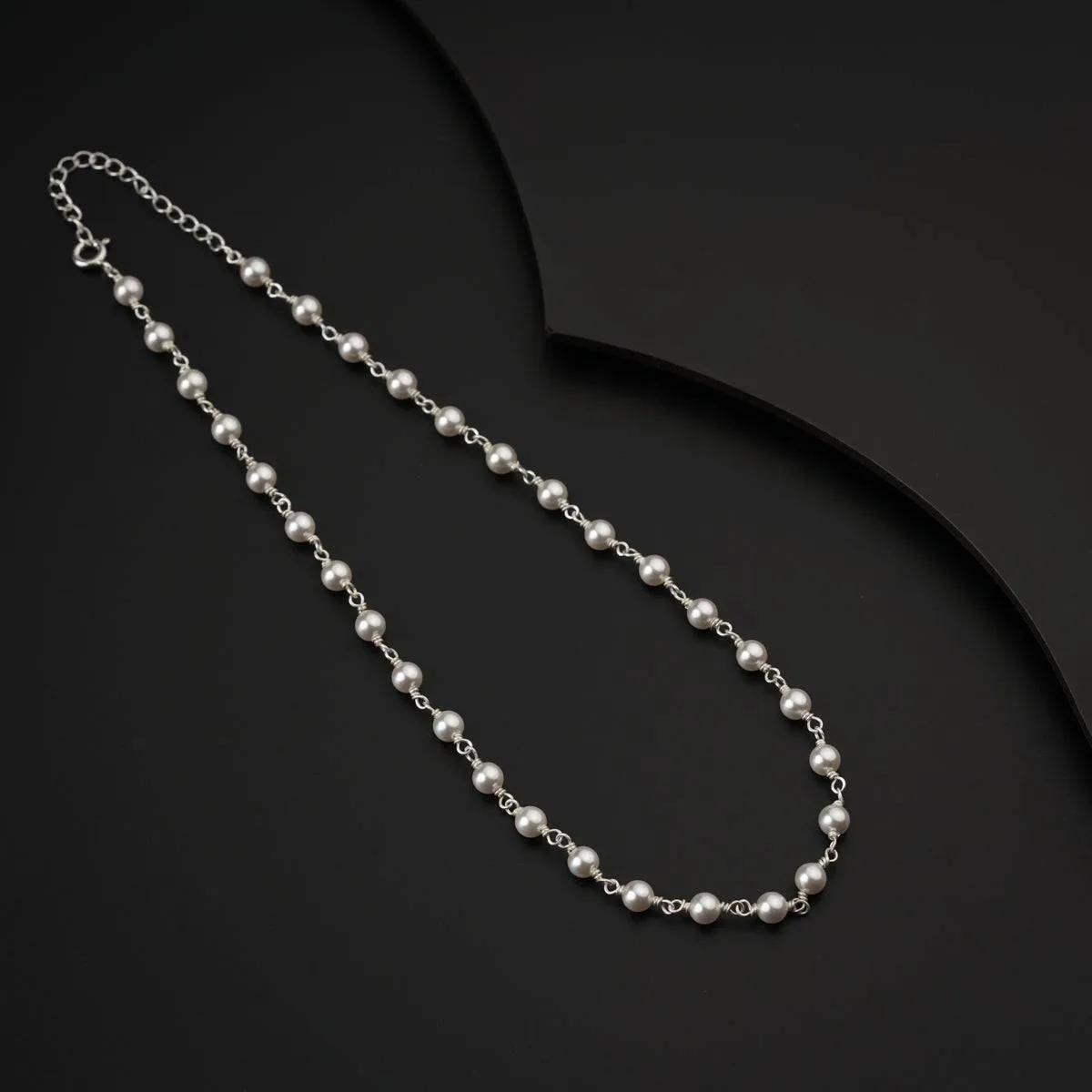 Silver Necklace with Pearls