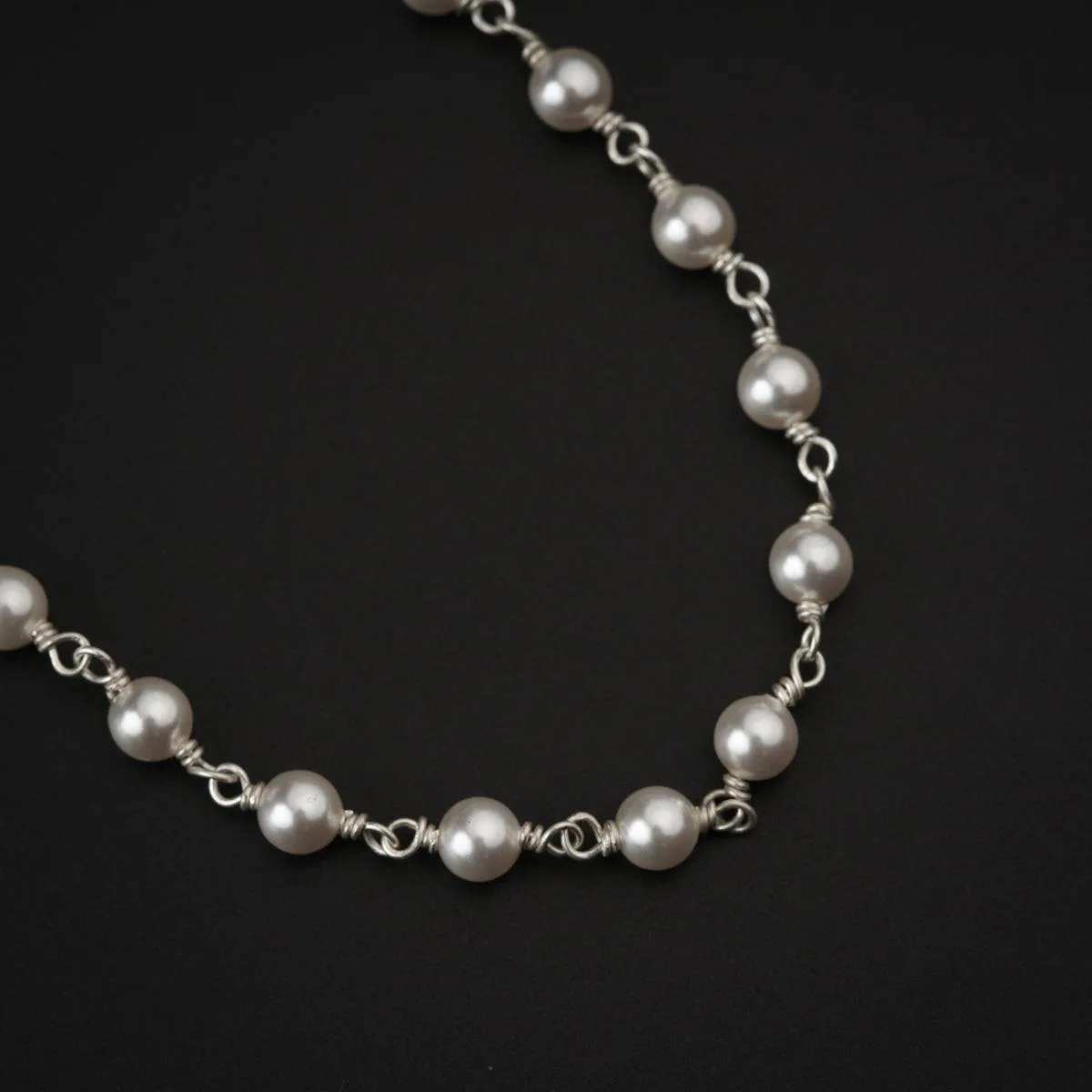 Silver Necklace with Pearls