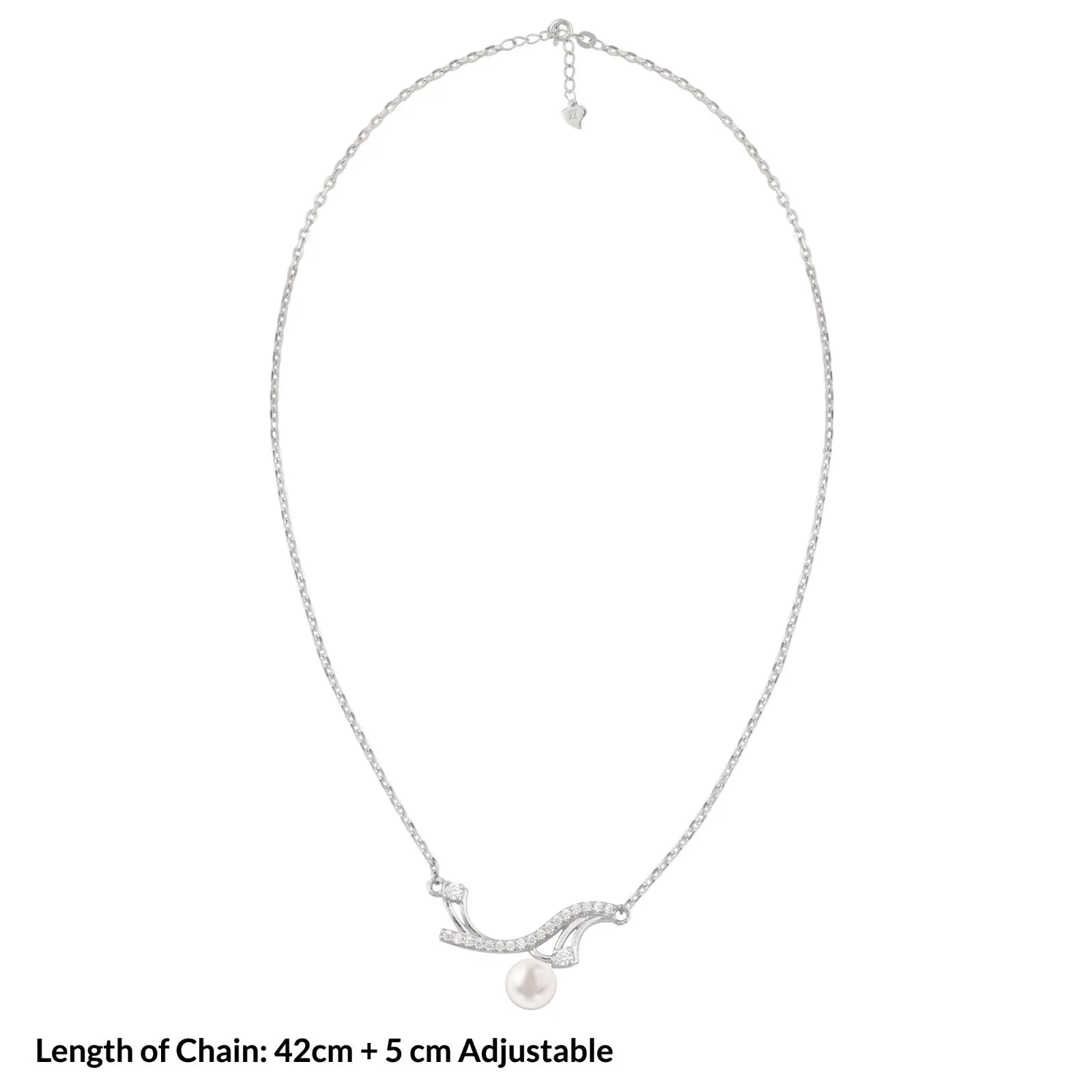 Silver Wave Pearl Necklace