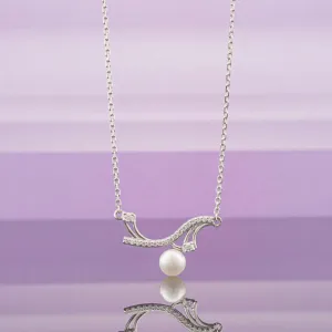 Silver Wave Pearl Necklace