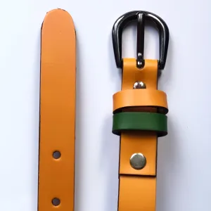Smooth Skinny Leather  Ladies | Women's Belt - Orange