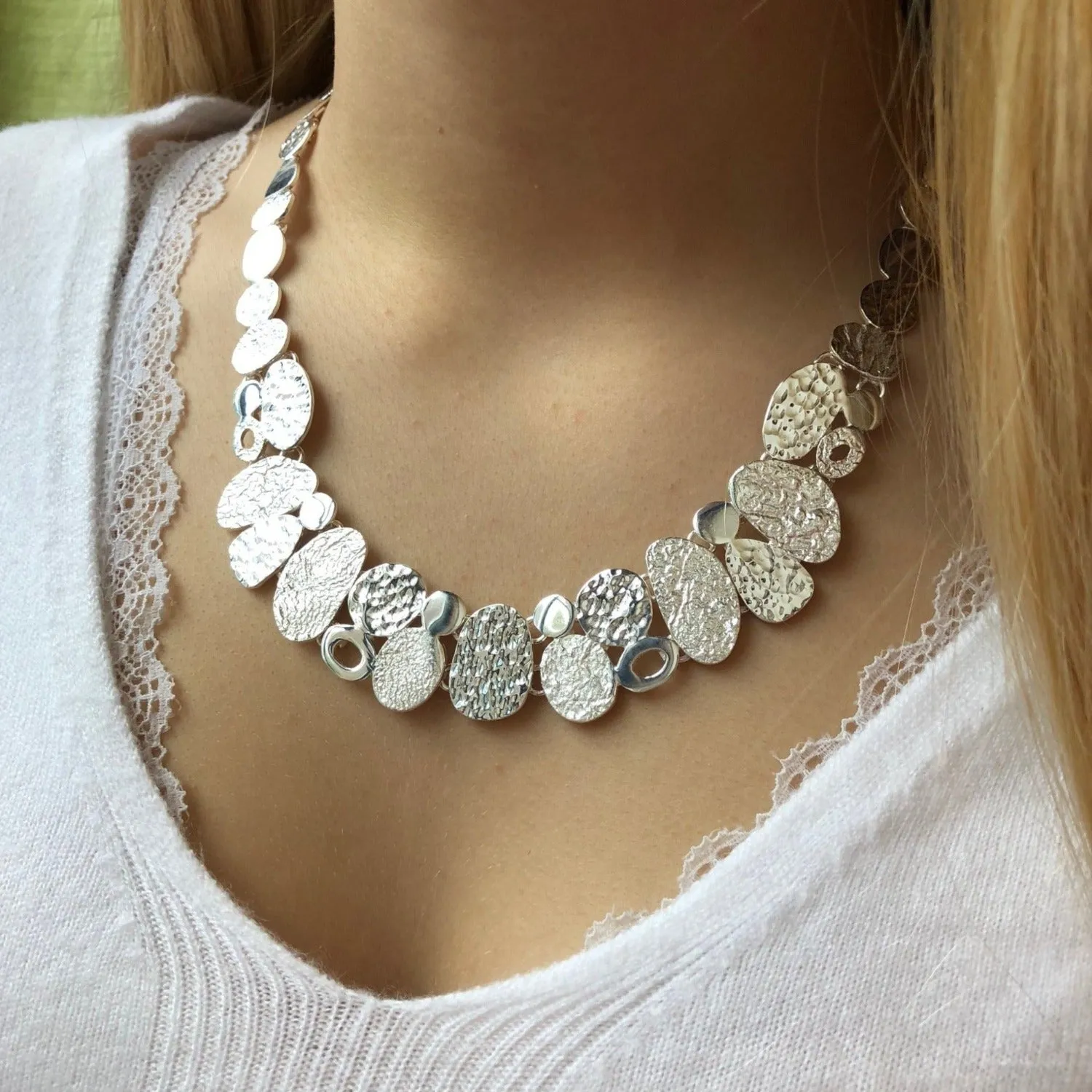 Sterling Silver Stepping stones necklace