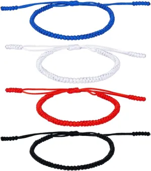 SUPERFINDINGS 4Pcs 4 Colors Hand Braided Rope Bracelets Buddhist String Bracelets Tibetan Lucky Bracelets Adjustable Nylon Bracelets Protection Friendship Bracelet for Men Women