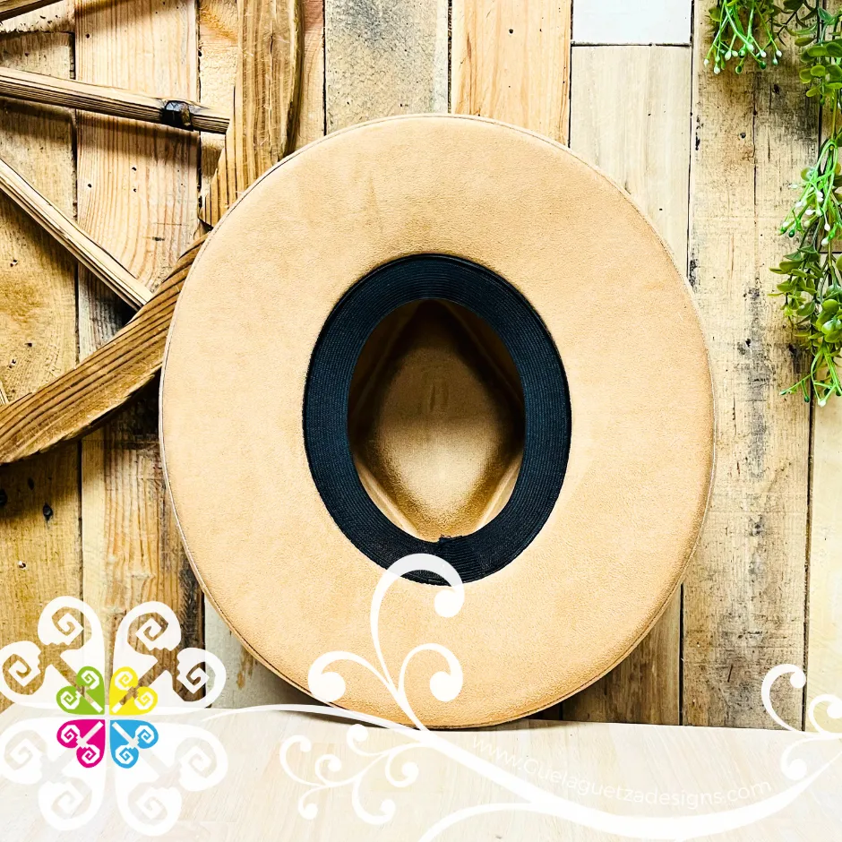 Tan Rhombus Mitla Velvet Hat - Peek-a-Boo Hand Painted Hat