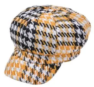 Tweed Ivy Cap Yellow Houndstooth